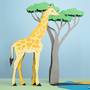 Work in progress; A paper cut giraffe made of 3 colors.